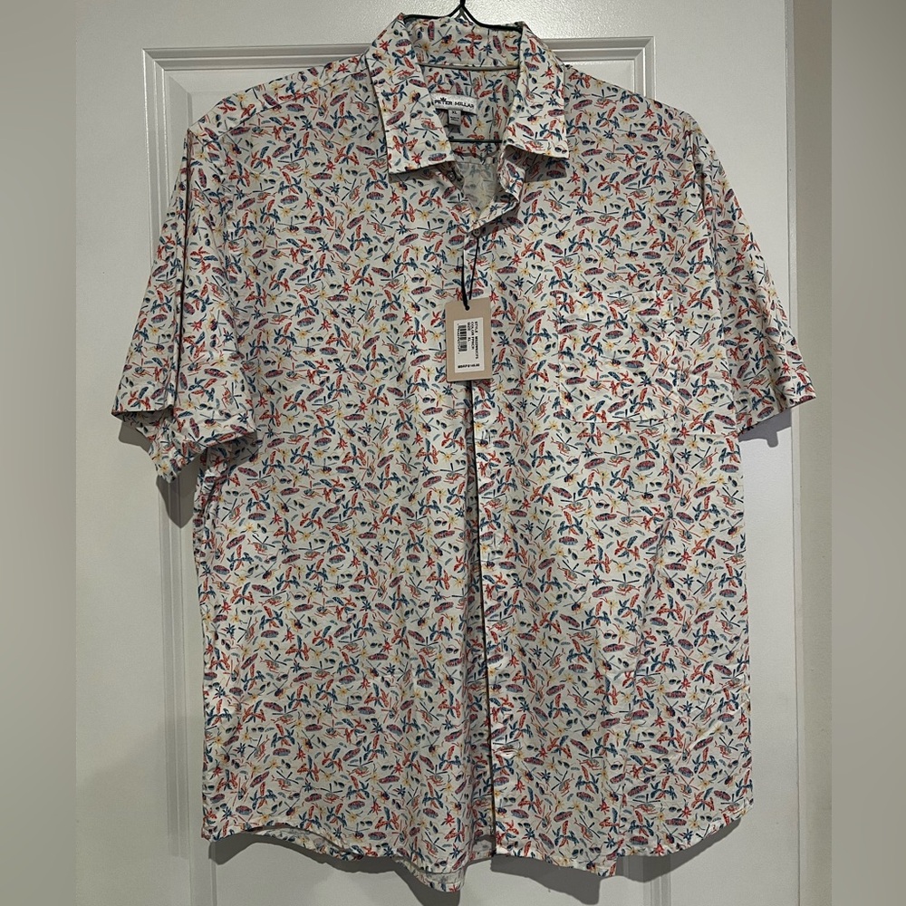 Peter Millar short sleeve dress or casual shirt XL new with tags